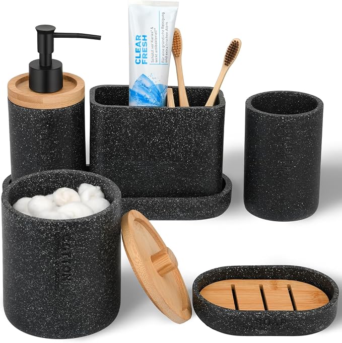 Bathroom Accessories Set Black, Large-Sized Toothbrush Holders Set Black by Unknown