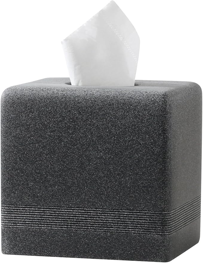 Tissue Box Cover Square, Resin Facial Tissue Holder Covers Cube Toilet Paper by Haocoott