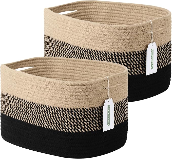 Cotton Rope Storage Basket, Woven Basket by ECDYQXVU