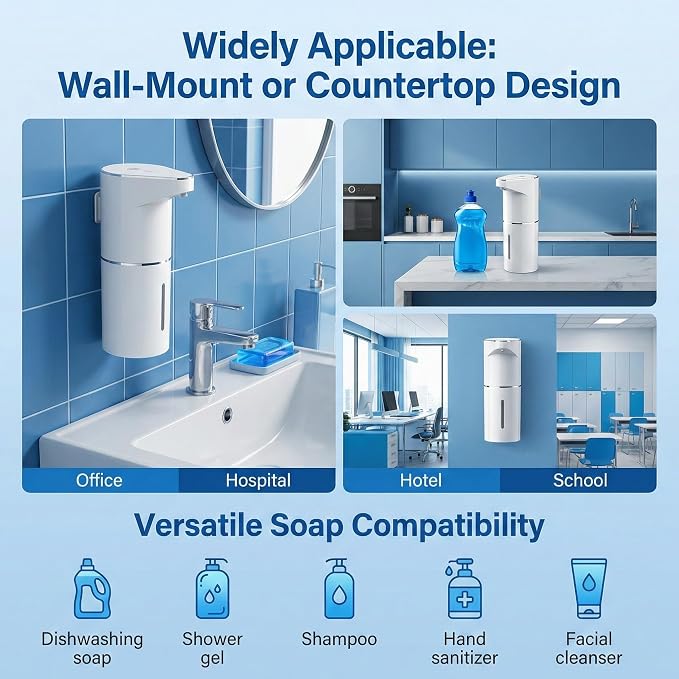 Automatic-Foaming-Soap-Dispenser-Touchless, Type C Rechargeable White Hand Soap - Image 5