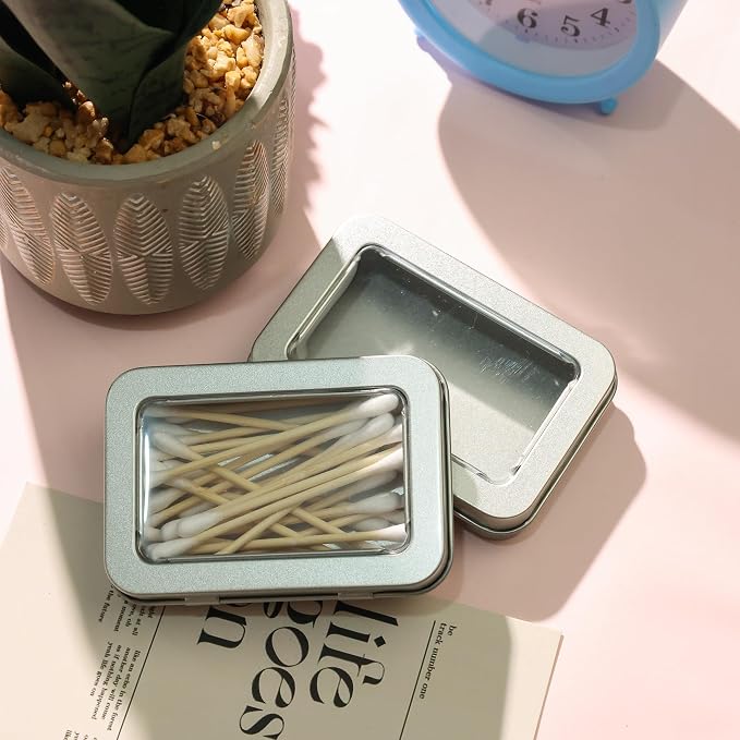 2 PCS Portable Cotton Swab & Floss Holder, Travel-Size Empty Metal Containers - Image 2