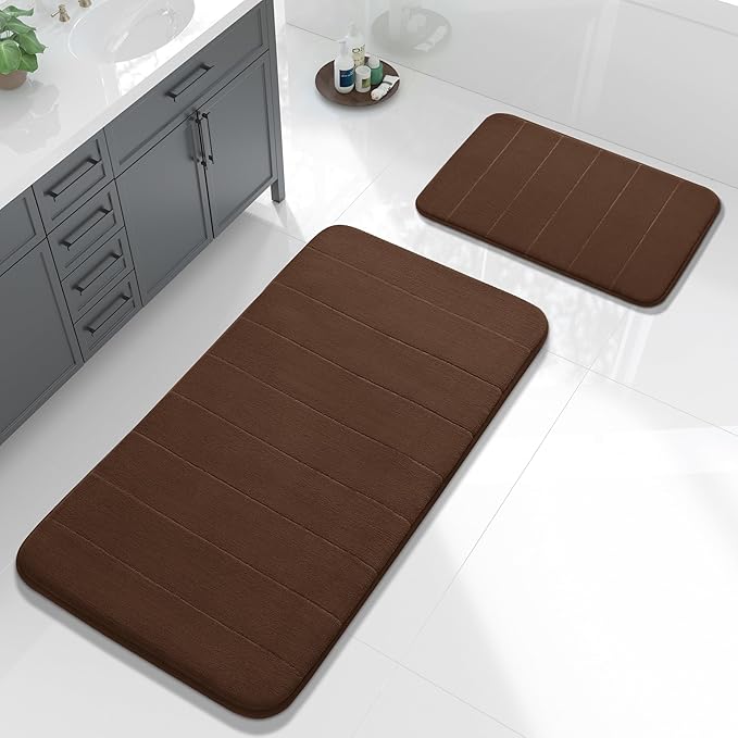 Yimobra Large Bath Mat Set 2 Piece- Super Soft Absorbent Quick Dry Memory Foam by Yimobra