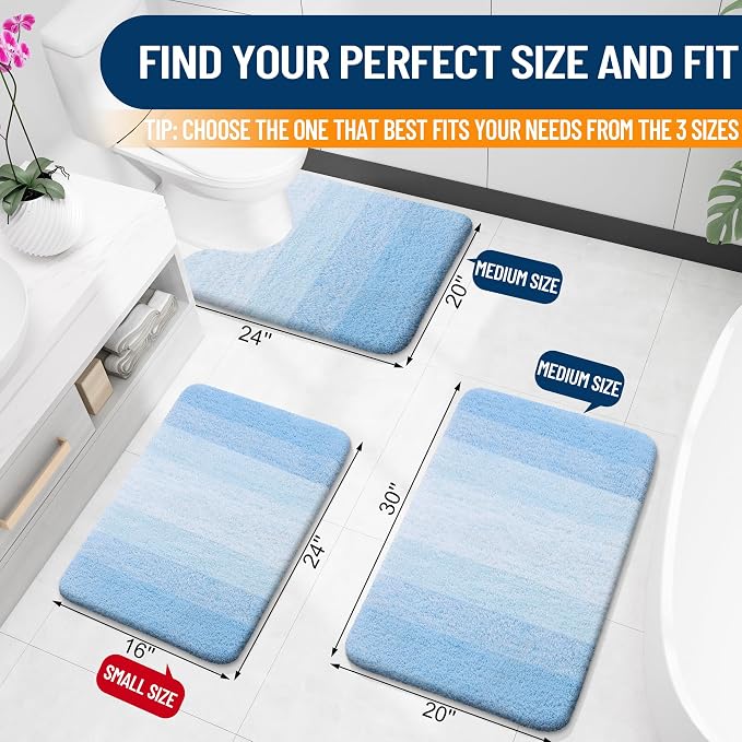 OLANLY Bathroom Rug Set 2 Piece, Soft Absorbent Microfiber Bath Rug Set - Image 2