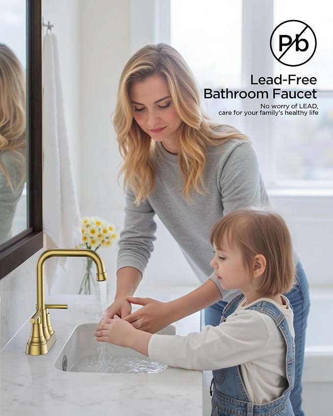 FORIOUS 4 Inch Bathroom Sink Faucet 2 Hole, Brushed Gold Vanity Faucet - Image 6