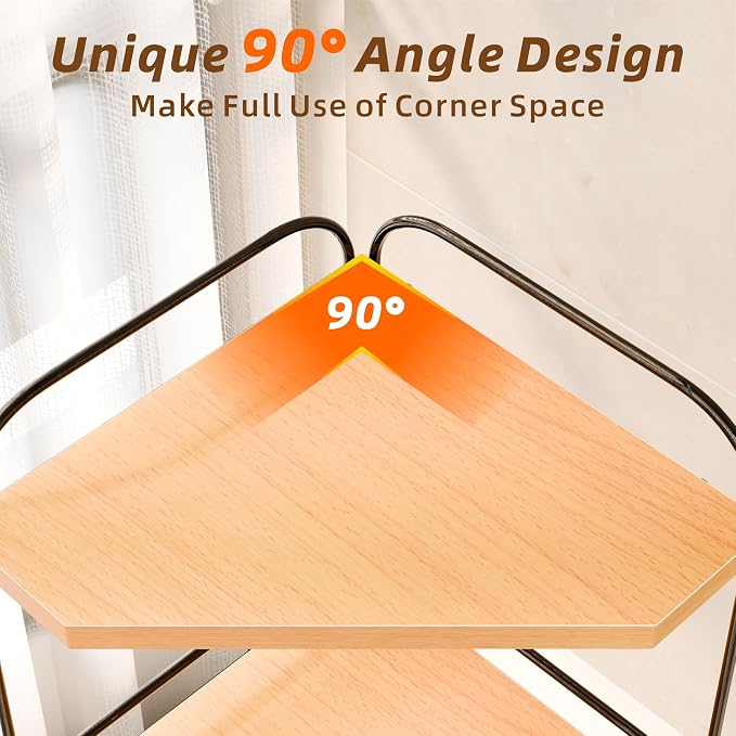 Corner Bathroom Counter Organizer, 3-Tier Wood Countertop Organizer - Image 3