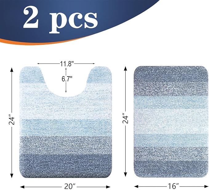 OLANLY Bathroom Rug Set 2 Piece, Soft Absorbent Microfiber Bath Mats and - Image 2