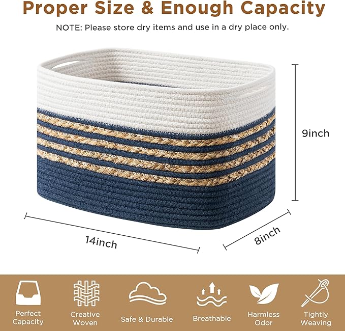 UBBCARE 2 Pack Baskets for Organizing, Woven Storage Baskets for Toys and Towel - Image 2