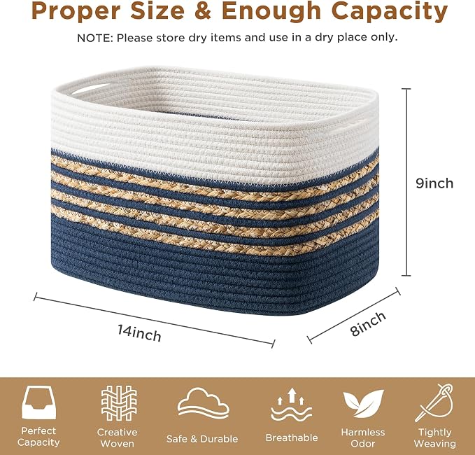UBBCARE 4 Pack Baskets for Organizing, Woven Storage Baskets for Toys and Towel - Image 2