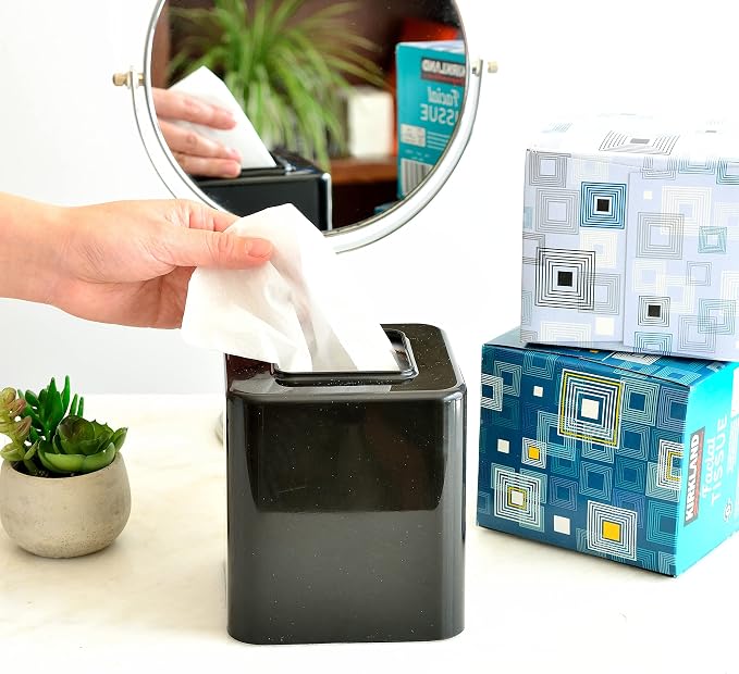 Youngever 2 Pack Tissue Box Covers, Plastic Square Tissue Box Holders, Square - Image 5