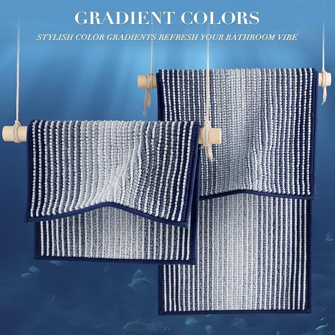 BSICPRO Bathroom Rugs and Mats Sets, 2 Piece Thick Absorbent Chenille Bath Mat - Image 4