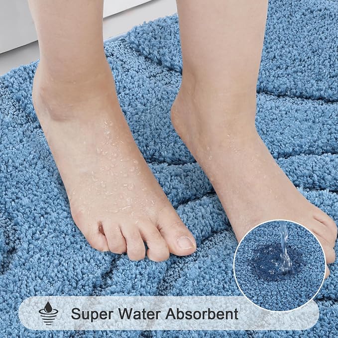 HEBE Bathroom Rugs Sets 5 Piece, Soft Absorbent Microfiber Bath Mat - Image 5