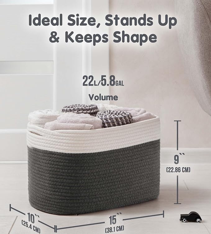 CHAT BLANC Cotton Rope Baskets for Organizing | Storage Baskets for Shelves | - Image 4