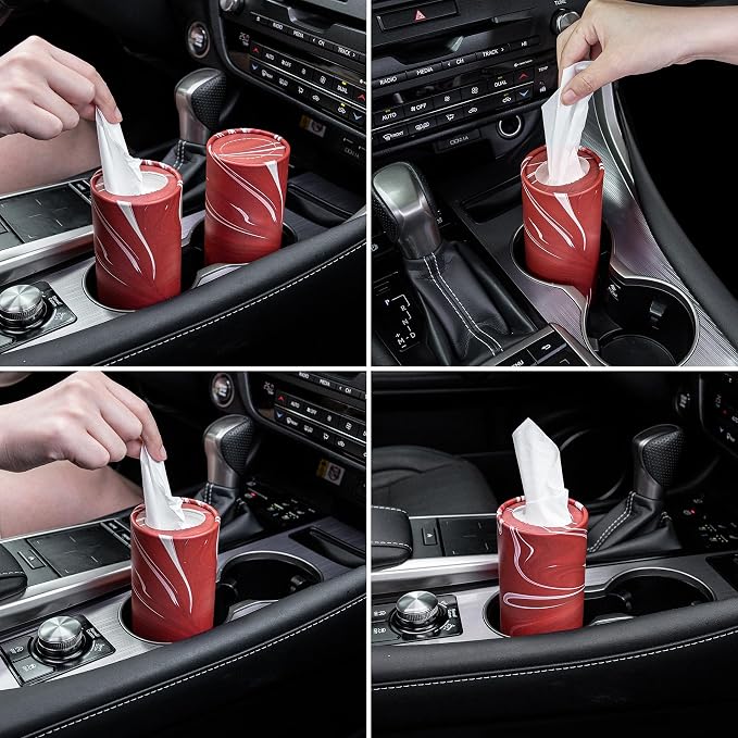 SINGARO Car Tissue Holder, 4 Pack Car Cup Holder Facial Tissues - Image 4