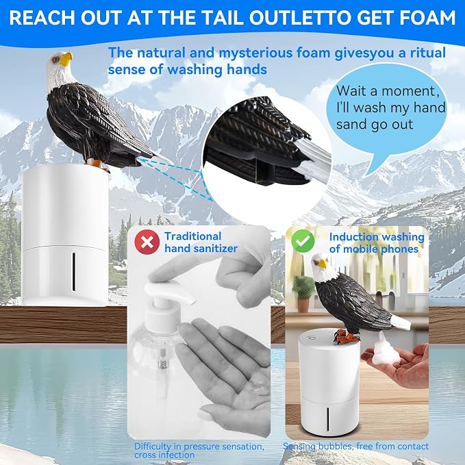 Peace Bird Foam Soap Dispenser-Pigeon and Bald Eagle Shaped Foam Hand Washer - Image 5