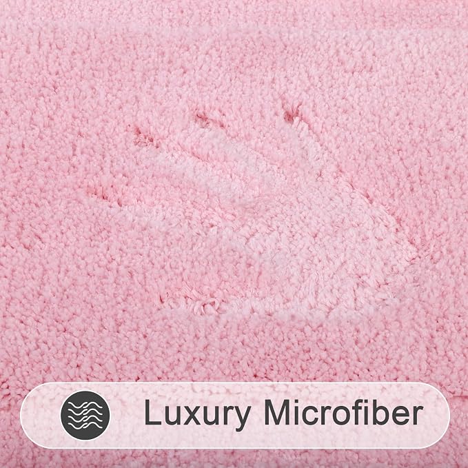 SHACOS Pink Bathroom Rugs 2 Piece Set 20x32 + 16x24 inch, Non Slip Bath Mat - Image 7