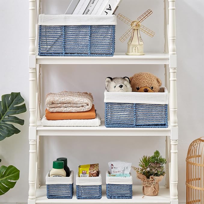 Vagusicc Wicker Storage Basket, Hand-Woven Paper Rope Wicker Baskets, - Image 3