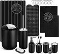 Black Bathroom Accessories Set, Shower Curtain Set by ALPIRIRAL