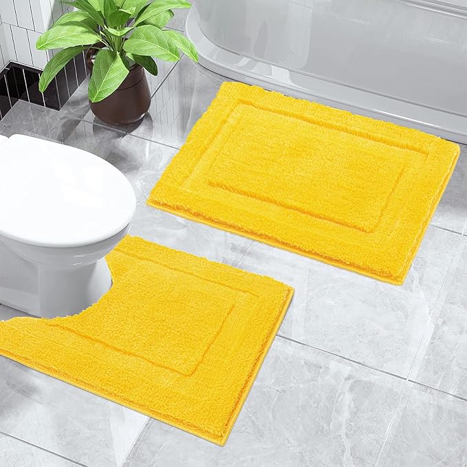 SHACOS Small Bathroom Toilet Rugs Set of 2 Pieces Bath Mats by SHACOS