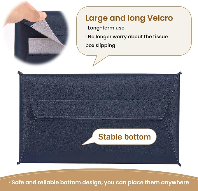 Long Tissue Box Cover, PU Leather Tissue Holder Rectangle, Facial Paper - Image 3