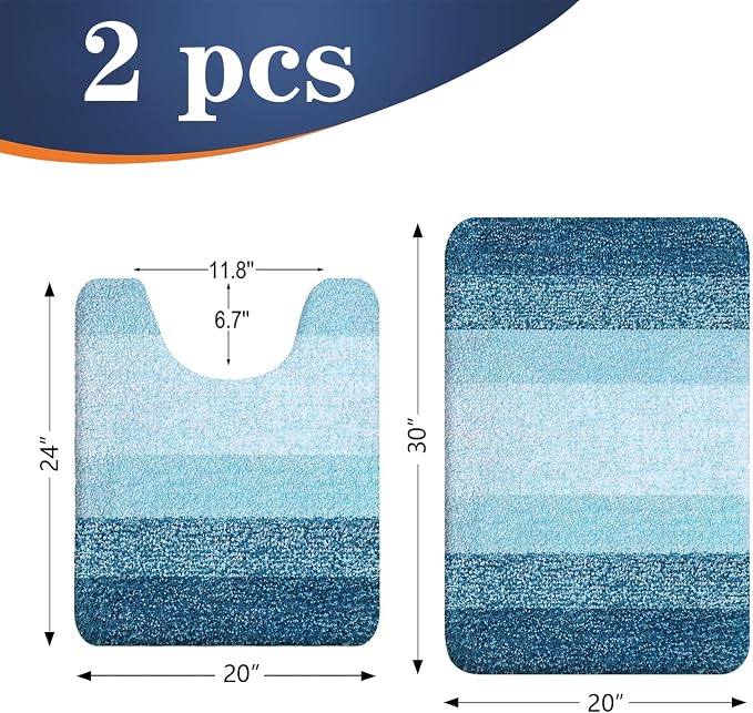 OLANLY Bathroom Rug Set 2 Piece, Soft Absorbent Microfiber Bath Mats and - Image 2