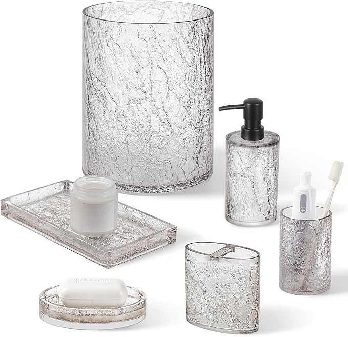 Modern Luxe Bathroom Accessories Set 6 Pcs Resin Bathroom Accessory Set Soap by RQYIXI