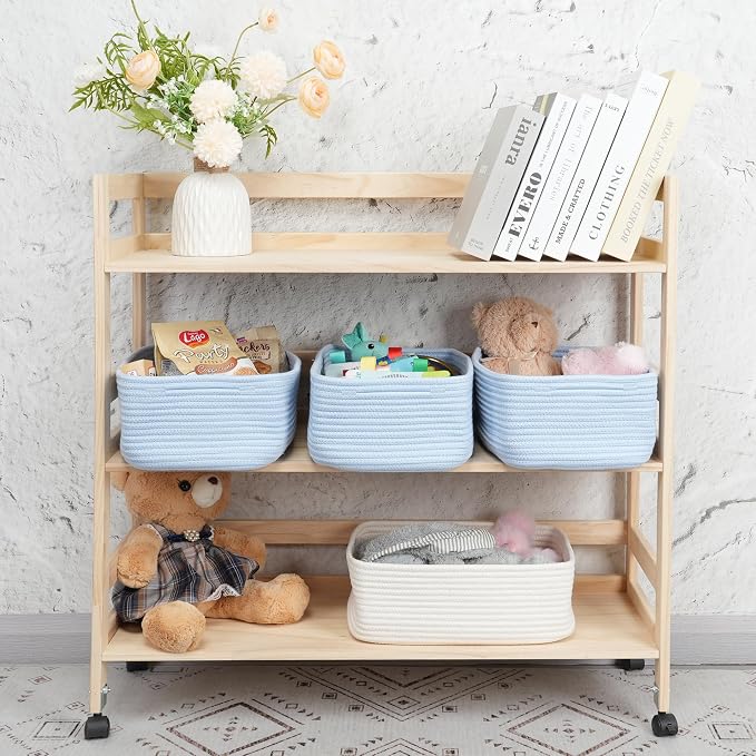 Small Woven Storage Baskets 13“X9”X5“ Decorative Rope Bins - Image 4