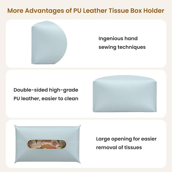 Long Tissue Box Cover, PU Leather Tissue Holder Rectangle, Facial Paper - Image 5