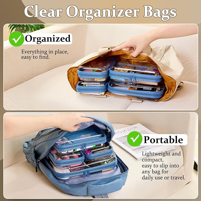 4 pcs Clear Zipper Pouches, Hard Shell Zipper Case, Toiletry Bag - Image 2