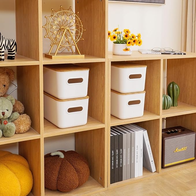 Citylife Storage Bins with Bamboo Lids 6QT Plastic Storage Containers Stackable - Image 9