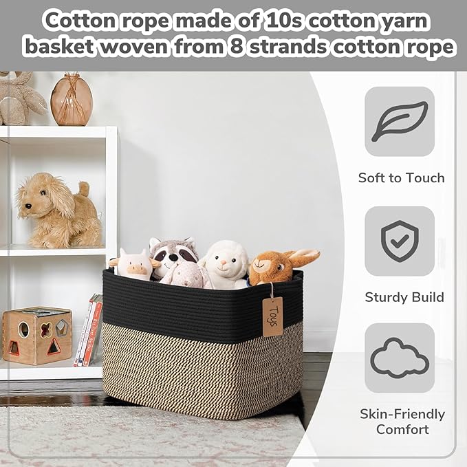Goodpick Woven Storage Baskets for Organizing, Blanket Basket for Living Room - Image 4