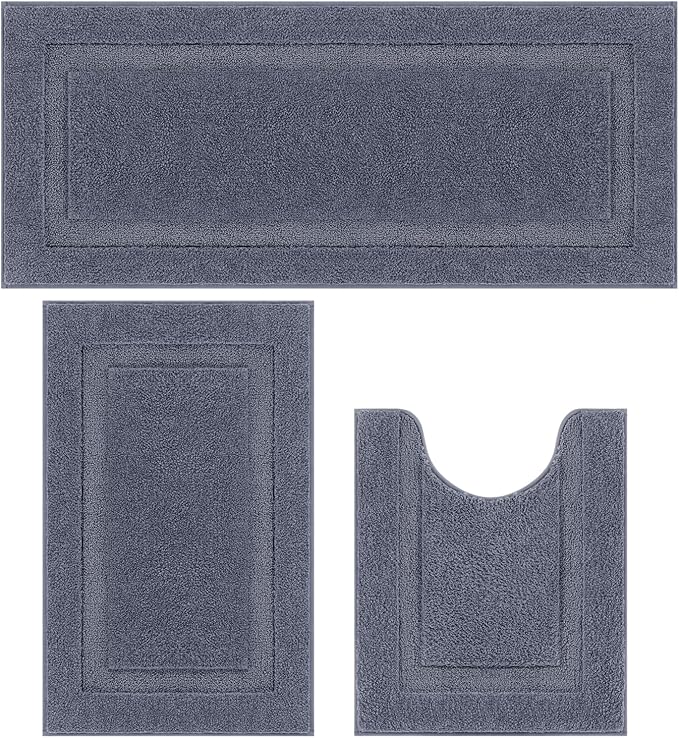 SHACOS Dark Grey Bathroom Rugs Sets 3 Piece, Soft Fluffy Water Absorbent by SHACOS