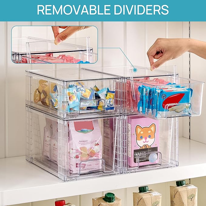 Vtopmart 4 Pack Clear Stackable Storage Drawers, Under Sink and Kitchen - Image 6