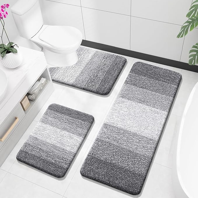 OLANLY Bathroom Rugs Sets 3 Piece, Soft Absorbent Microfiber Bath Mats and by OLANLY