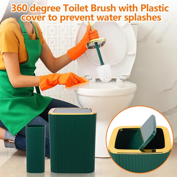 Bathroom Accessory Set, 9 Pieces Dark Green Bathroom Accessories Set - Image 4