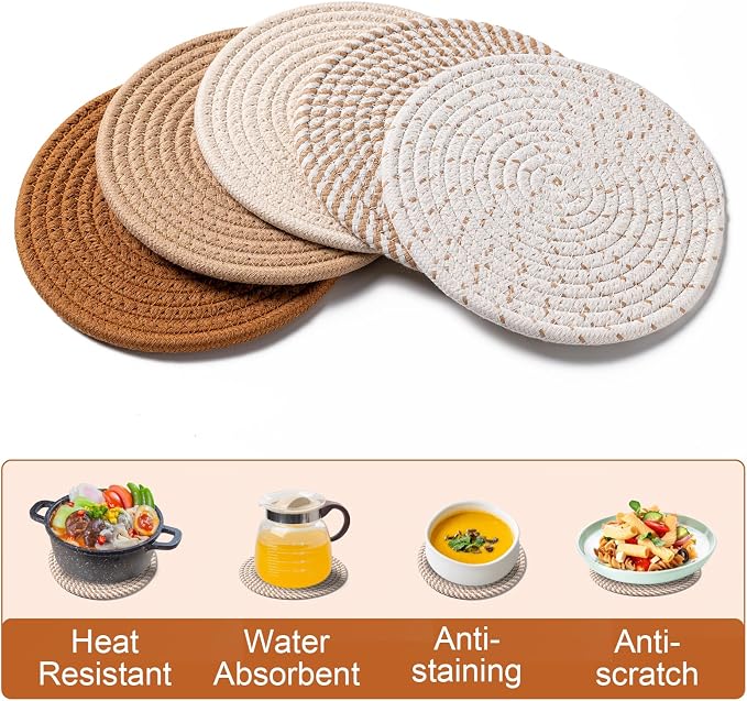 7 Inch Trivets for Hot Dishes, Pots and Pans, 5 Heat Resistant Pot Holders for - Image 4