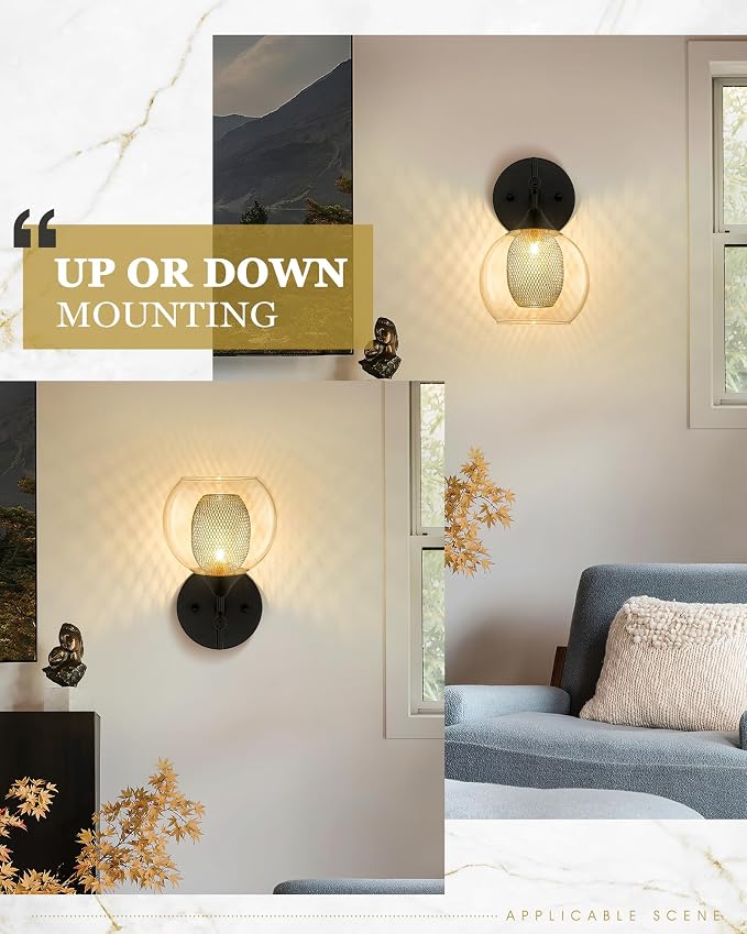 Black Wall Sconce Set of 2, Bathroom Vanity Light Fixture - Image 4