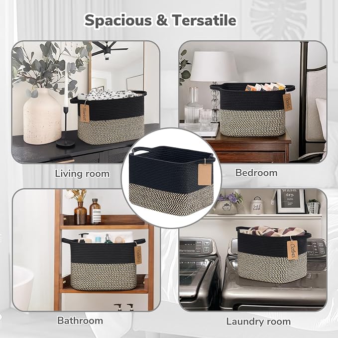 Goodpick Woven Storage Basket for Shelves, Small Wicker Baskets for Shoes - Image 4