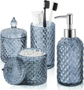 Blue Bathroom Accessories Set, 4 Pack Light Blue Bathroom Decor Accessory Sets by RYTOXILOBrightenUpYourHome