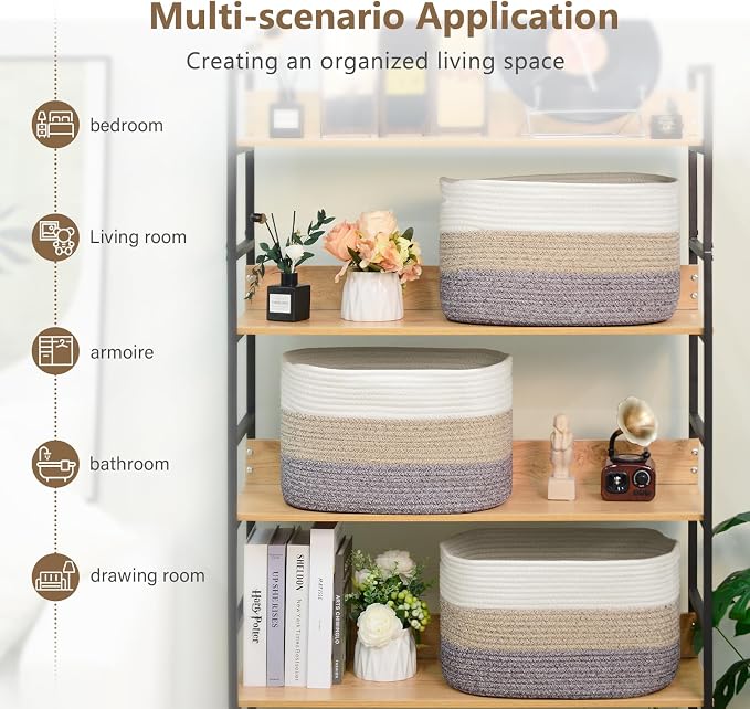 Cotton Rope Storage Basket, Woven Basket - Image 5