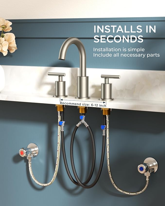 FORIOUS 2 Pack Brushed Nickel Bathroom Faucet 3 Hole - Image 8