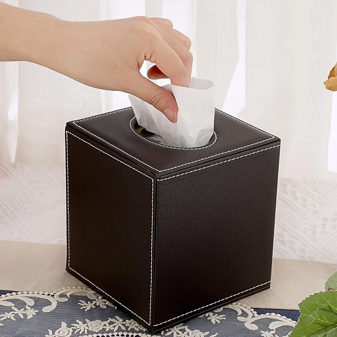 Sumnacon Square Leather Tissue Box Cover - Image 2