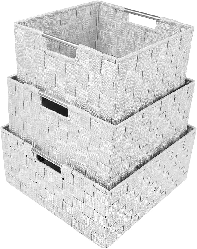 Sorbus Storage Box Woven Basket Bin Container Tote Cube Organizer Set Stackable - Image 2