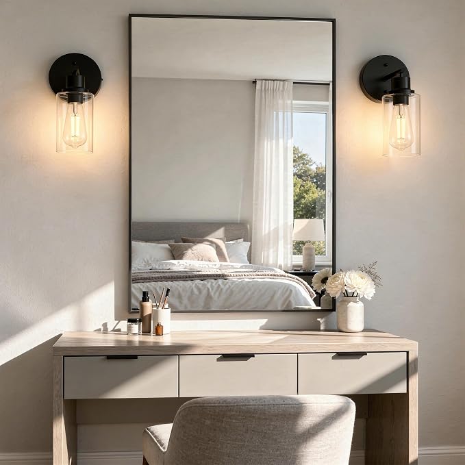 2-Pack Black Bathroom Wall Sconces, Modern Vanity Light Fixtures - Image 7