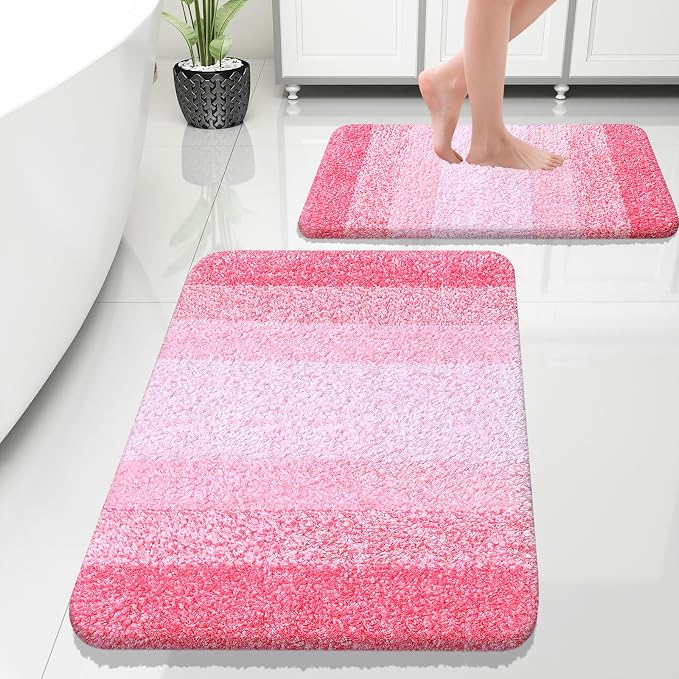 OLANLY Bathroom Rug Set 2 Piece, Soft Absorbent Microfiber Bath Rug Set by OLANLY