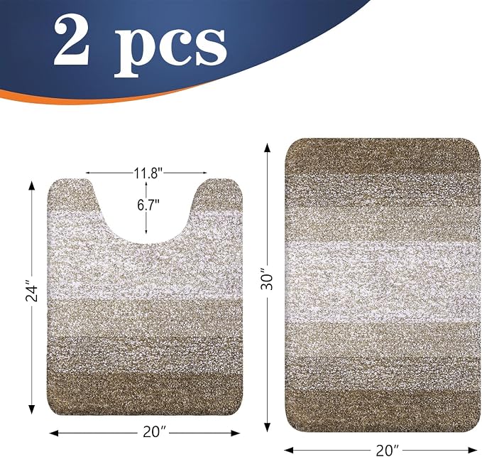OLANLY Bathroom Rug Set 2 Piece, Soft Absorbent Microfiber Bath Mats and - Image 2