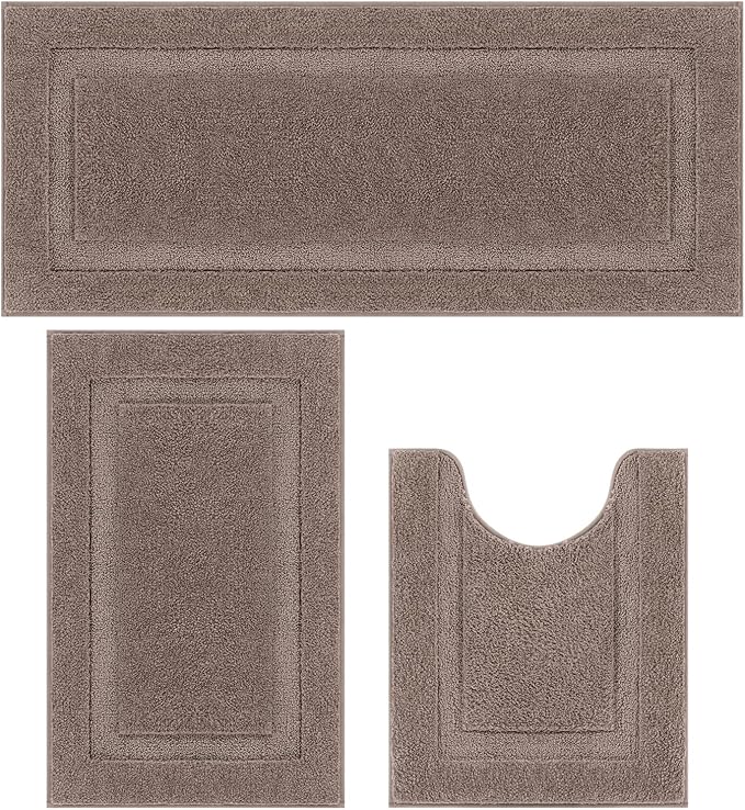 SHACOS Brown Bathroom Rugs Sets 3 Piece, Soft Fluffy Water Absorbent Bathroom by SHACOS