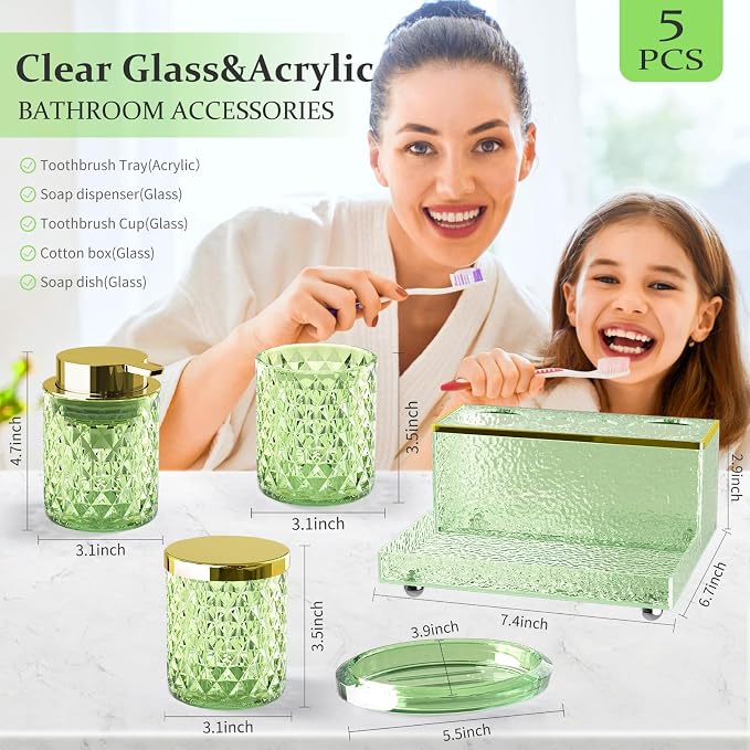 Glass Bathroom Accessories Set 5Pcs Crystal - Image 4