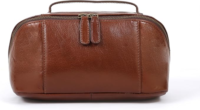 KomalC Luxury Leather Men’s Toiletry Travel Bag – Handmade Shaving Kit - Image 2