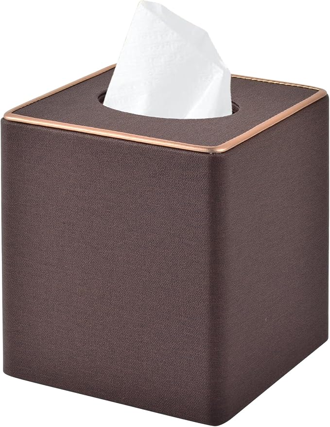 Linen Square Tissue Box Cover, Cube Tissue Box Holder－Excellent Rosegold by RHCSZ