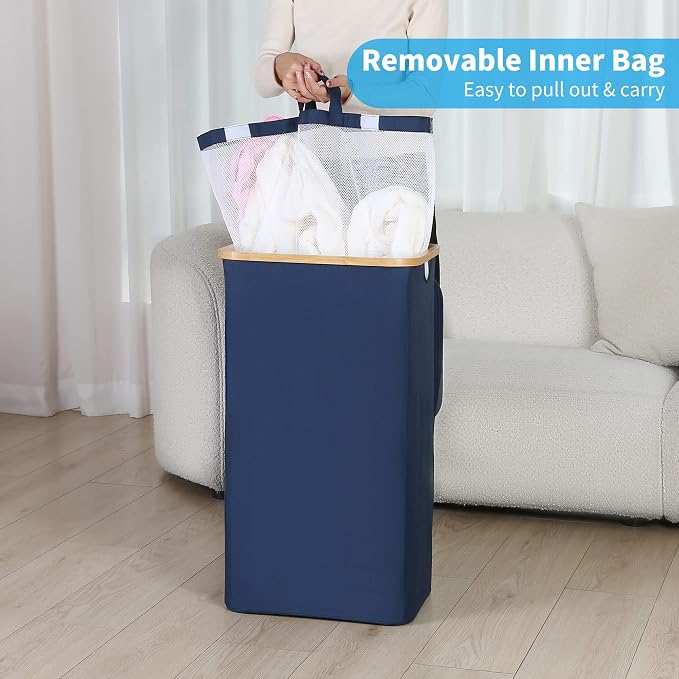efluky Laundry Basket with Lid and Removable Bag, 100L Tall Laundry Hamper with - Image 4